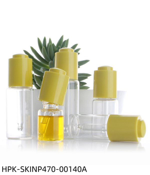 Glass Bottle with Plastic Yellow Push-button Pipette Cap